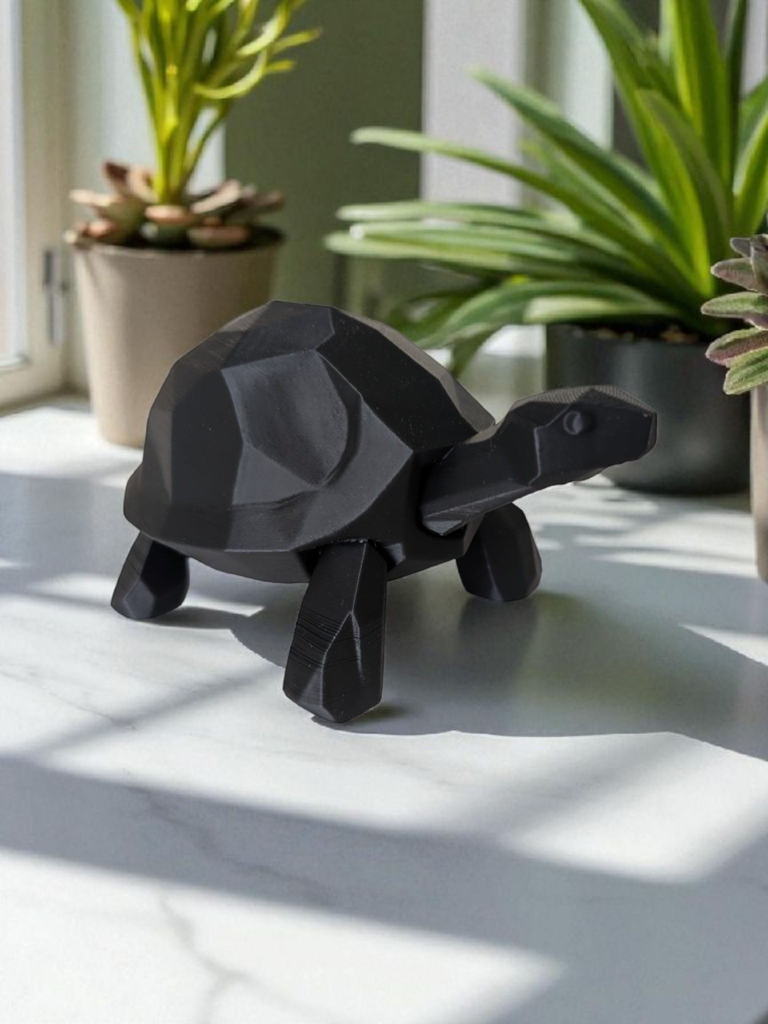 Walking Low Poly Turtle Sculpture - Angle View